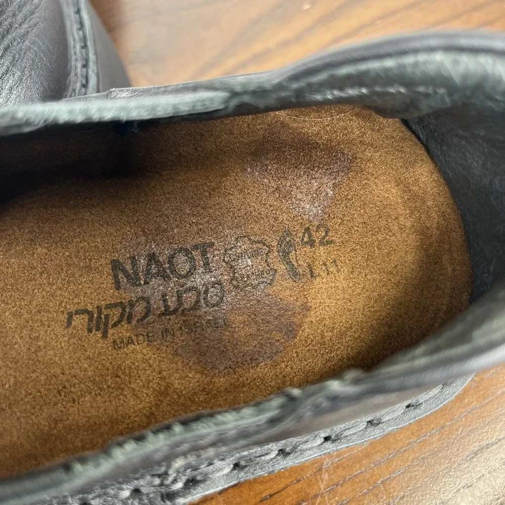 Naot Shoes Women's 42 UK / 11 US Black Leather Comfort Loafer‎ Slip On Platform